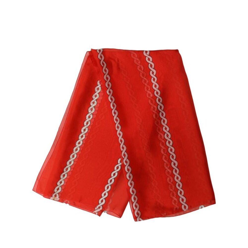 Dolce & Gabbana Red Silk Braided Rope Square Foulard Women's Scarf